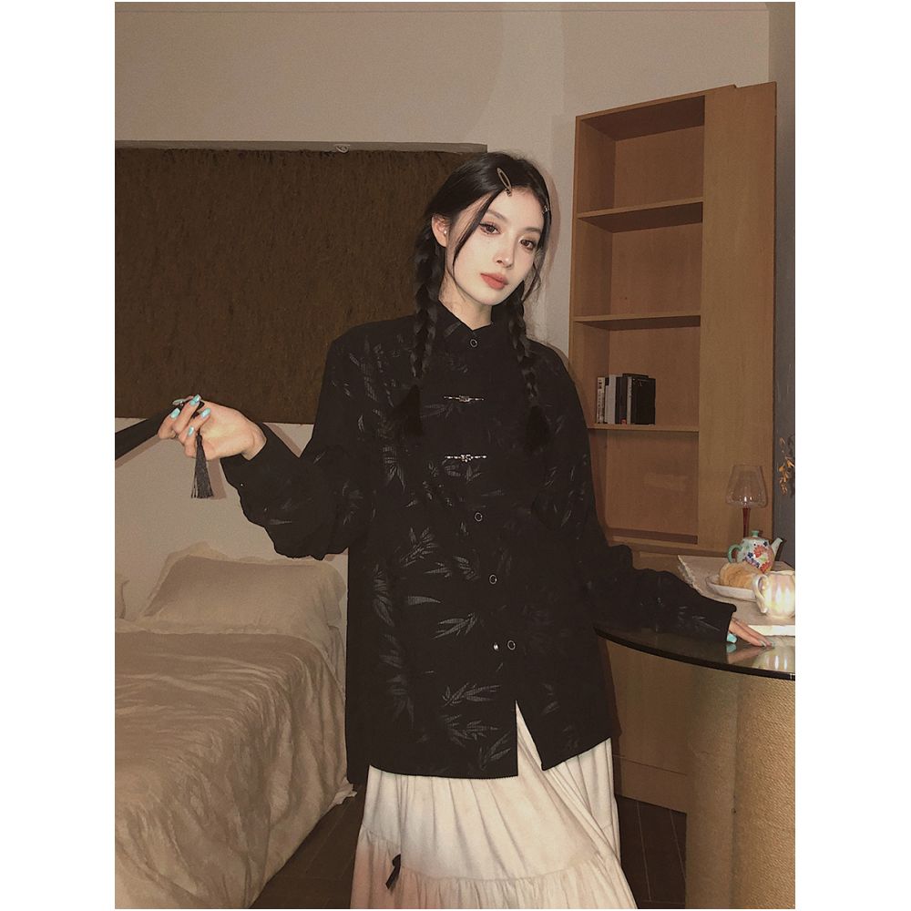 Noisy Home Corduroy New Chinese Style Shirt Women s Autumn Style Loose Tang Style Chinese Style High End Top Coat X image 2