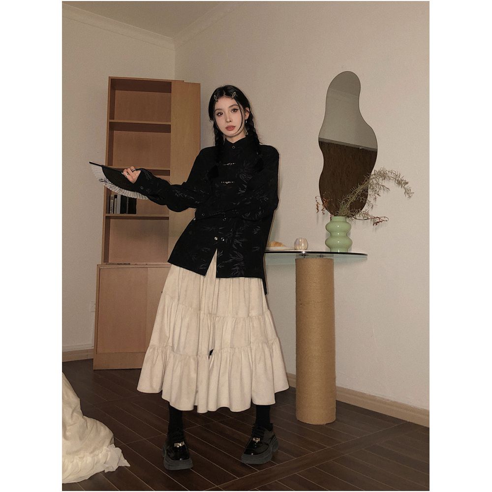 Noisy Home Corduroy New Chinese Style Shirt Women s Autumn Style Loose Tang Style Chinese Style High End Top Coat X image 3