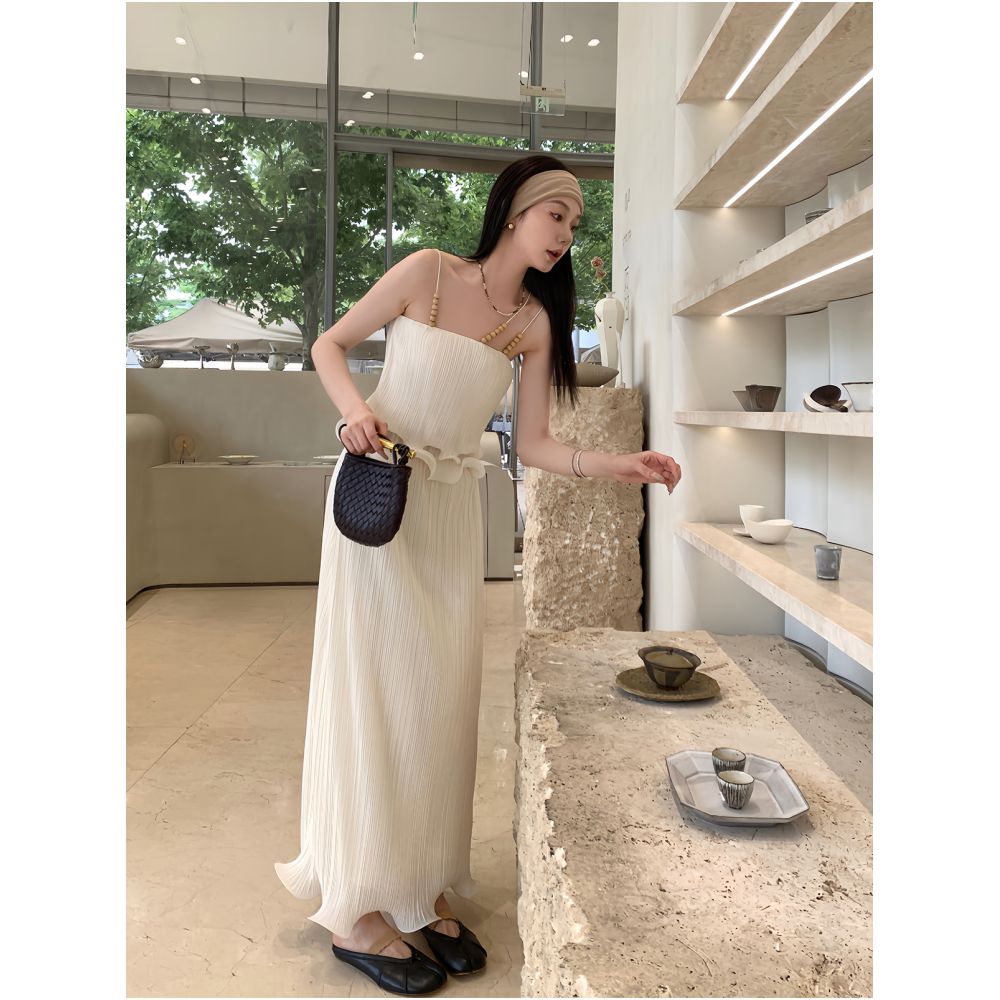 ASAYA5444 – Ivory Ripple Pleats Set 🤍✨