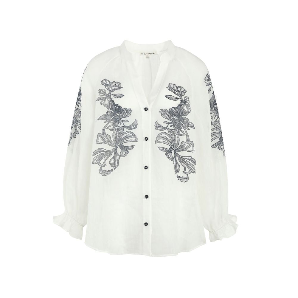 ASAYA5453 – Botanical Sheer Ramie Blouse 🤍🌿
