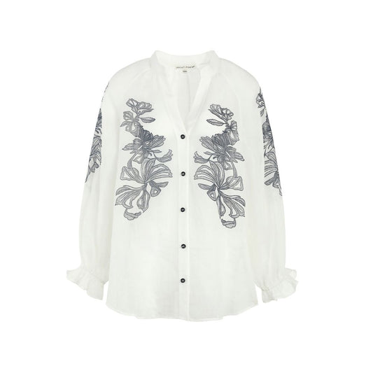 ASAYA5453 – Botanical Sheer Ramie Blouse 🤍🌿