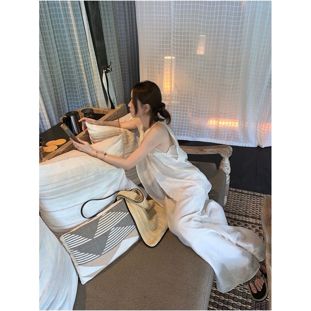 13C Falling into Ubud Wonderland Tencel Hemp Clear and Elegant Irregular Top Half Skirt Fairy Set image 2