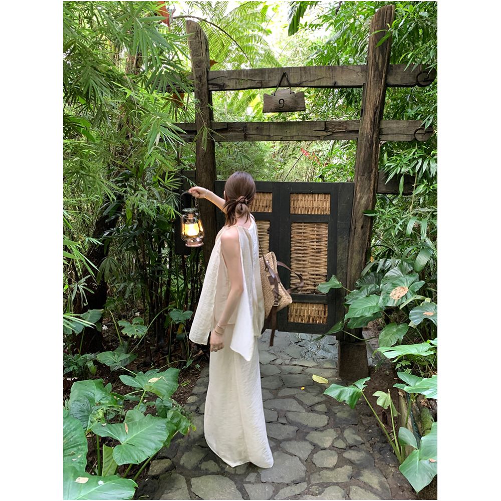 13C Falling into Ubud Wonderland Tencel Hemp Clear and Elegant Irregular Top Half Skirt Fairy Set image 3