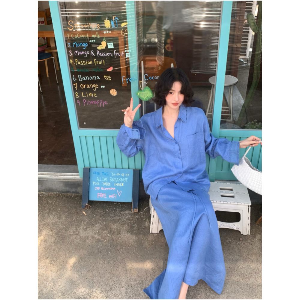 Homemade Lin Gap French Retro Summer 100 Linen Sunscreen Shirt for Wine and Lunch Premium Thin Top for Women image 2