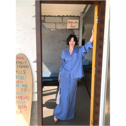 ASAYA5461 – Linen Resort Relax Set 🤍💙