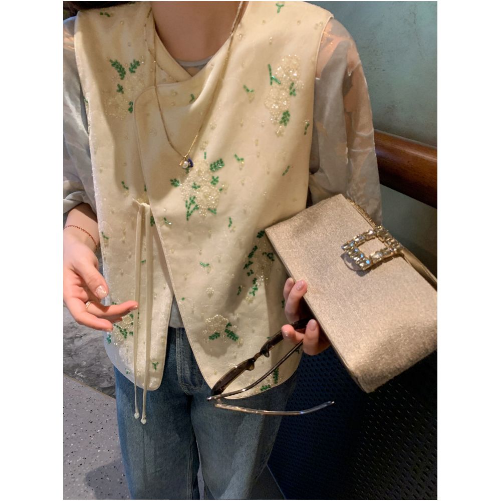 Libelin Sisy Store Owner s Own Black Label National Style Limited Edition Velvet Vest Women s Autumn Winter Sleeveless New Chinese Coat image 3