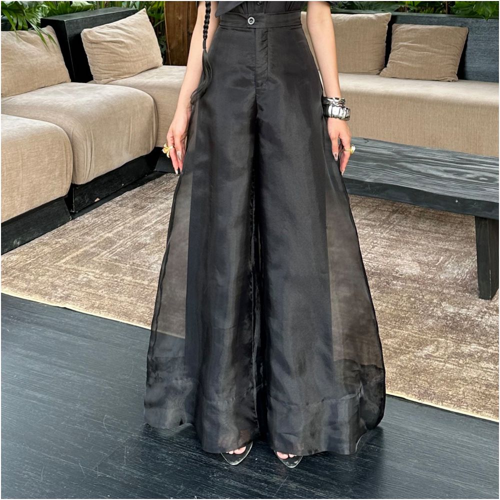 ASAYA5472 – Ethereal Flow Sheer Wide Pants 🤍🖤