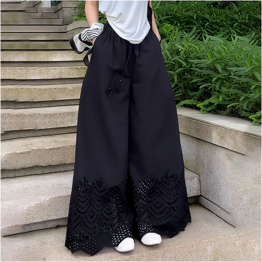 ASAYA5473 – Noir Breeze Wide Pants 🖤✨
