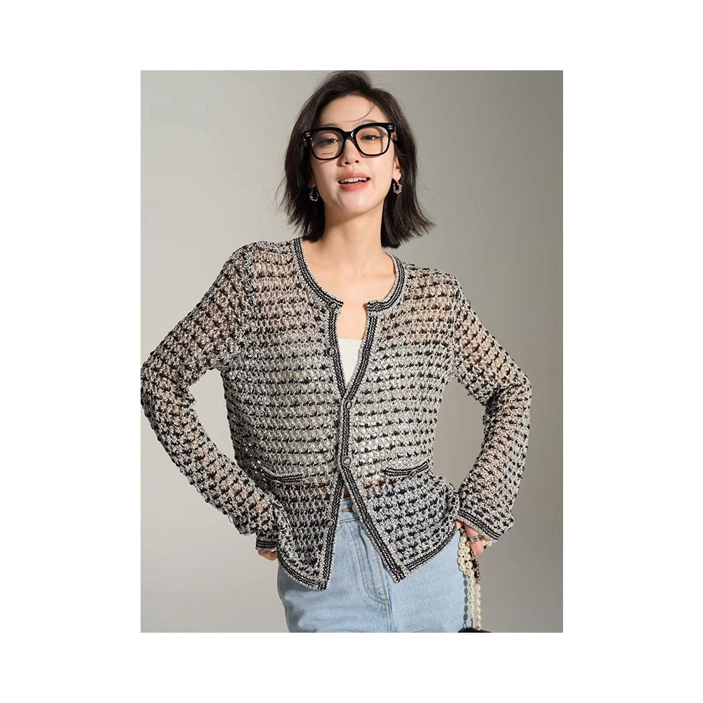 ASAYA5475 – Parisian Tweed Knit Cardigan 🖤✨