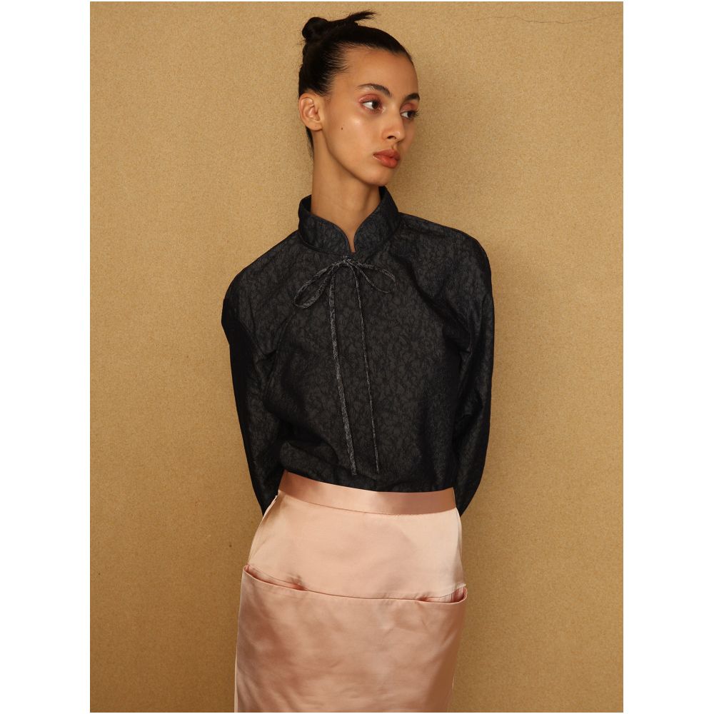 PaleBlueDot Fashionable New Chinese Early Spring Pink Satin Jacquard Slimming One Step Hip Wrapping Half Skirt image 2