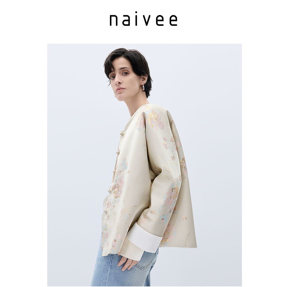 Naivee 25 Autumn New Chinese Light Chinese Style Clothes Heavy duty Jacquard Short Coat Women s Old Money Style Dressing image 3