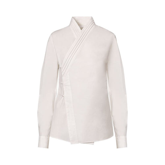 ASAYA5503 – Modern Cross-Front Cotton Shirt 🖤🤍