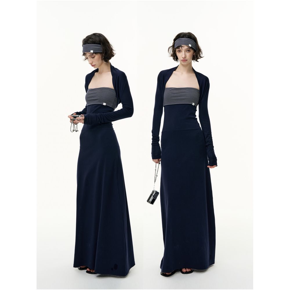 SALTHe Salt Tea Virtual Jiao Paragraph Lyocell Tencel Waist Tightening Style Slimming Long Hip Wrapping Dress image 3