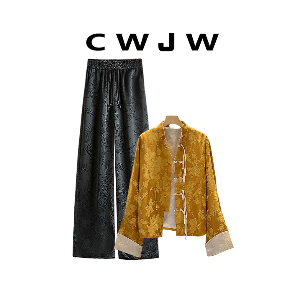 Spot two piece women s loose 25 spring and autumn new jacket new Chinese style hanging wide leg pants image 0