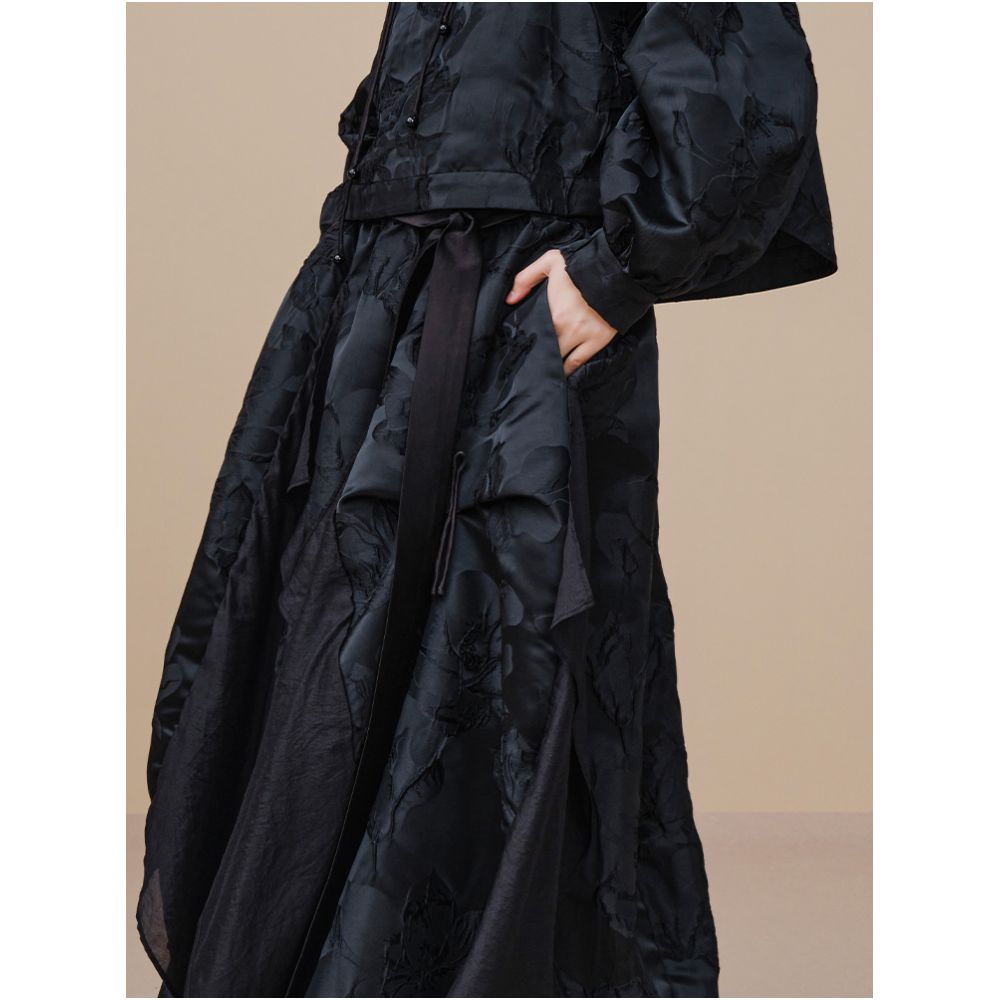 Jiqiuguer Flower Full Jacquard Half Skirt Senior Designer s Original Commuting Style Romantic Retro New Chinese Style image 2