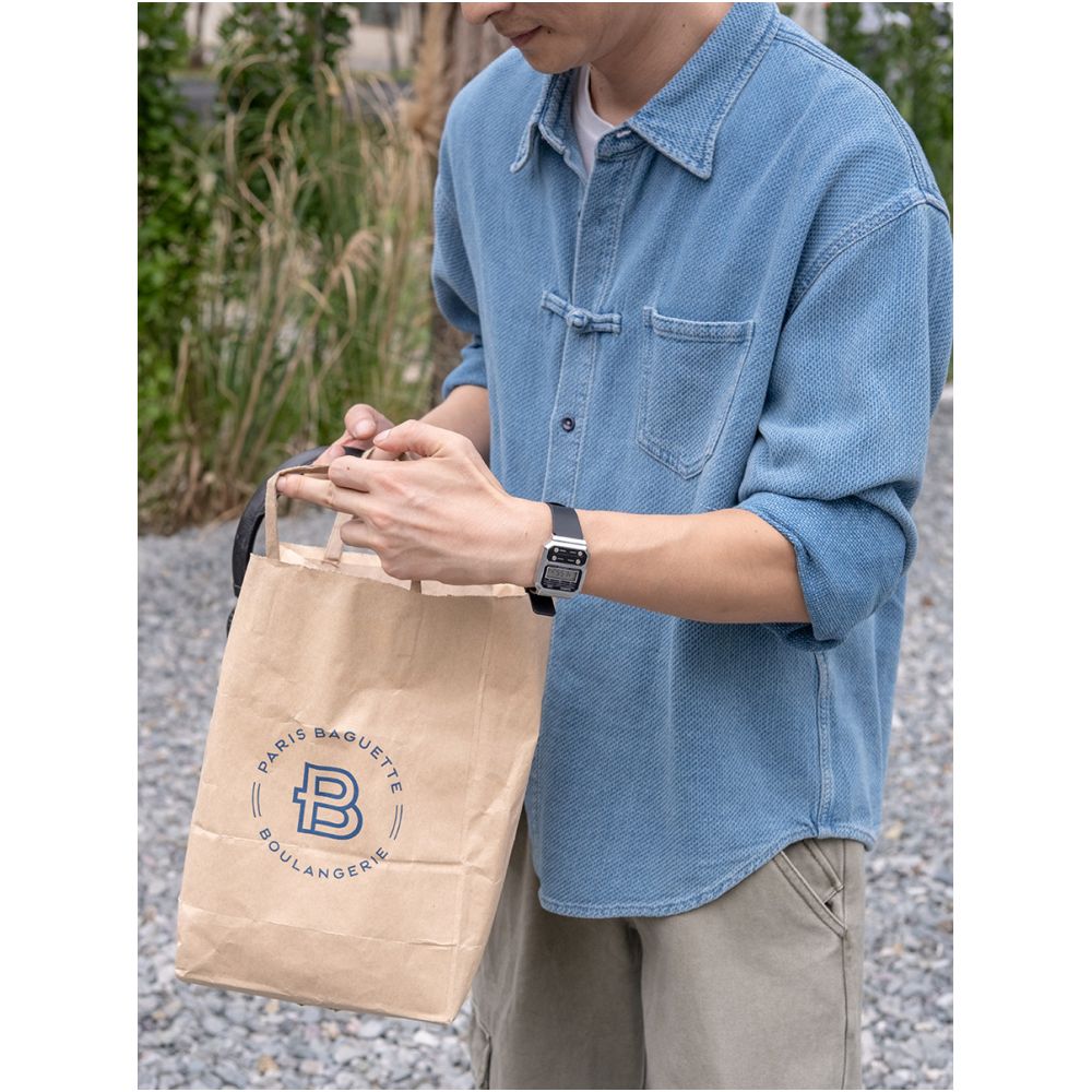 A button and stand Chinese handmade buckle retro washed jacquard texture denim shirt hidden in the chest image 1