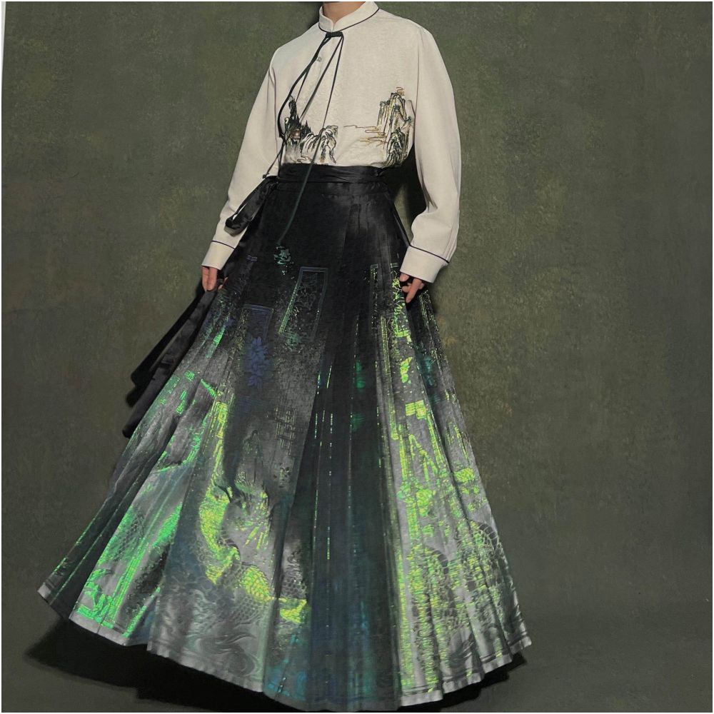 7D SEVENDAYS Embroidered Mountains and Rivers New Chinese Style Heavy Industry Embroidered Small Stand up Collar Shirt Coat for Men image 4