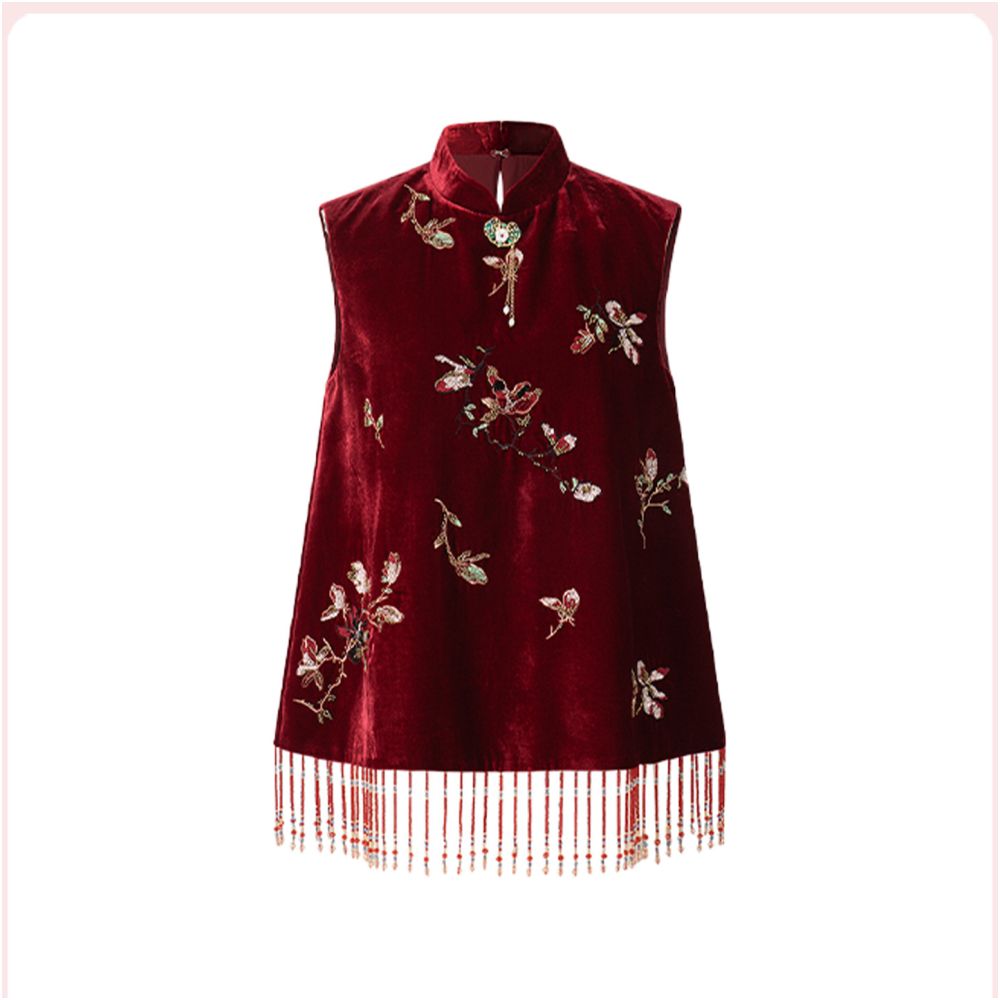 ASAYA5531 – Crimson Bloom Velvet Set 🌹✨