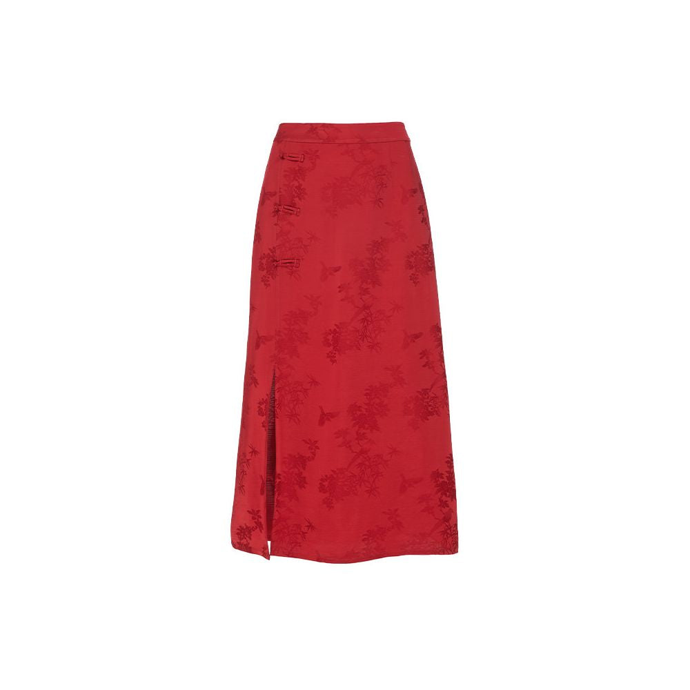 ASAYA5538 – Crimson Heritage Midi Skirt 🌹✨
