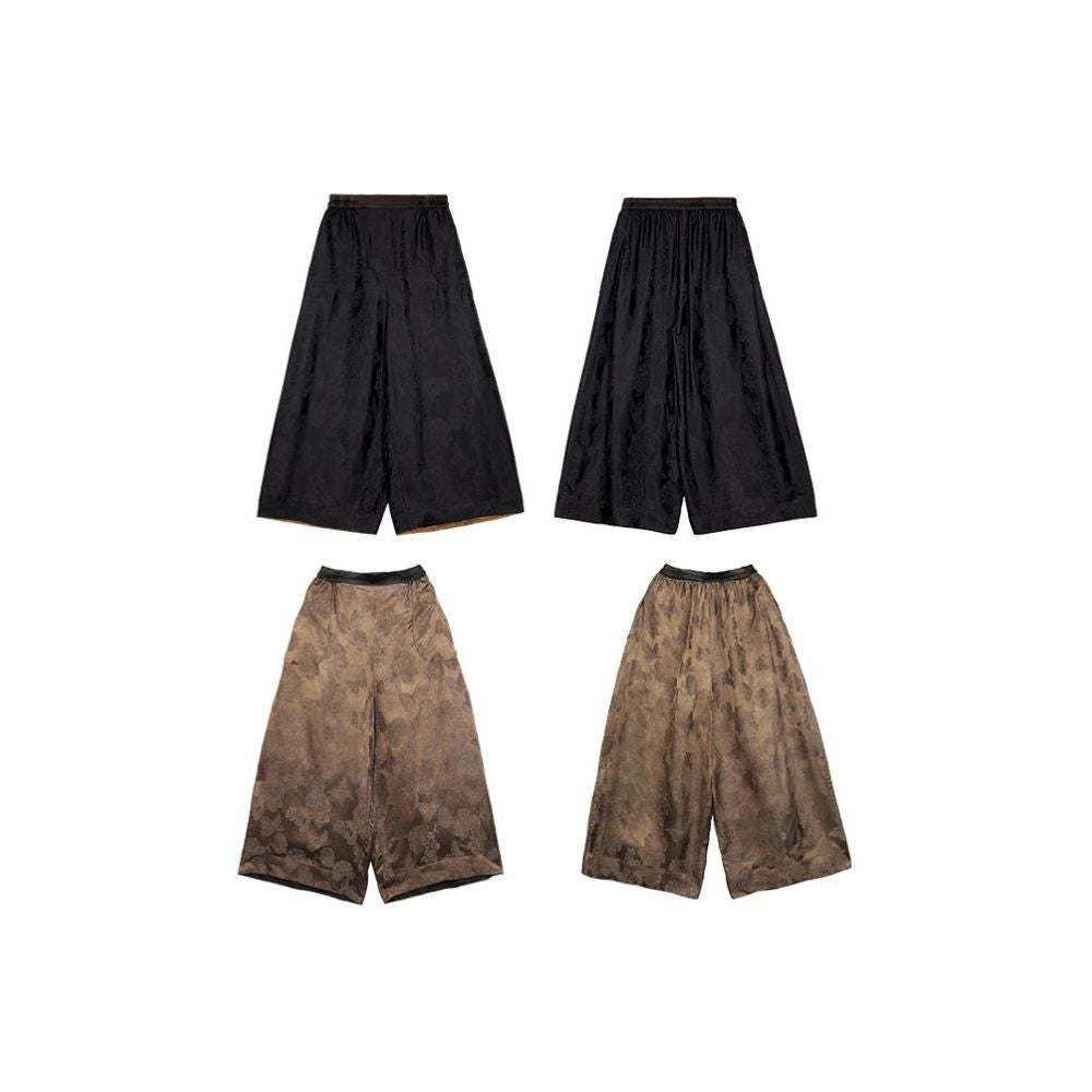 Double sided silhouette reclusive wide leg pants look slim new Chinese classical atmosphere casual black 2025 new women s style image 4