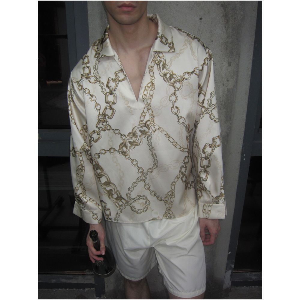 2025 Autumn Winter New Product Jewelry Printed Long Sleeve Shirt V neck Loose Shirt Extremely Versatile and High end Hoodie image 3