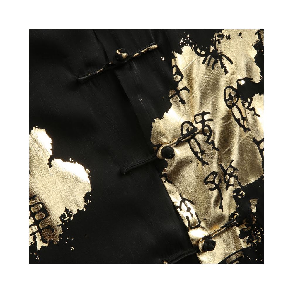 Summer short sleeved Tang suit men s Chinese style cotton stand collar top men s Chinese style China Chic gilt printing coat men image 3