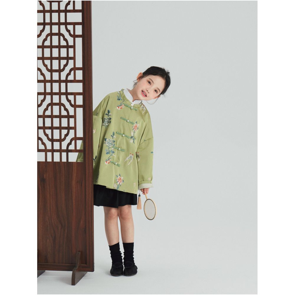 Girls retro national style new Chinese button top spring new product temperament China Chic coat children s embroidery high set top image 3