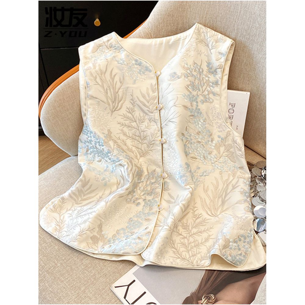 Unique and super beautiful new Chinese style embroidered vest for women young Tang style vest 2025 new style image 1