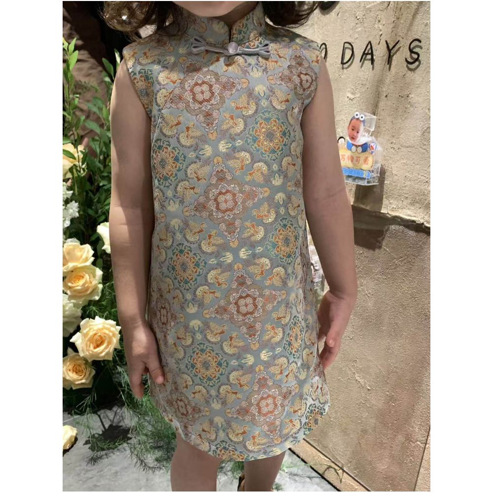 ASAYAKIDS254 – Oriental Heritage Embroidered Jacket & Skirt Set 🐉🌸