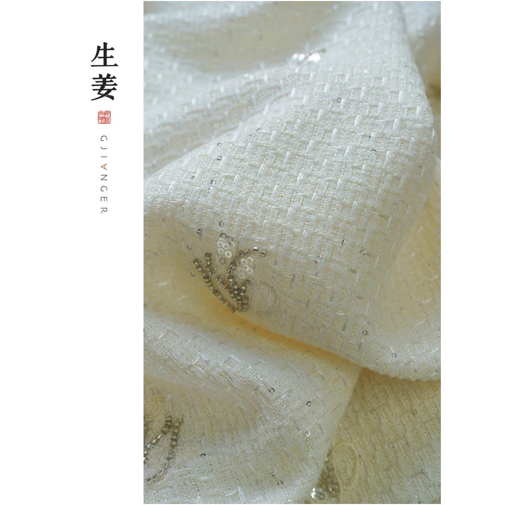 Ginger New Chinese Original Women s Clothing 25 Autumn Winter New Product Coarse Flower Linen Bell Orchid Pearl Embroidery Top Coat 31532144A image 4