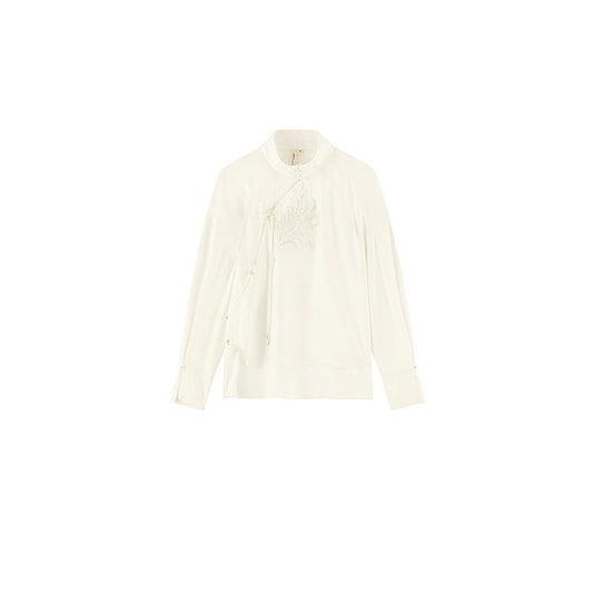 ASAYA5560 – Ivory Whisper Mandarin Blouse 🤍✨