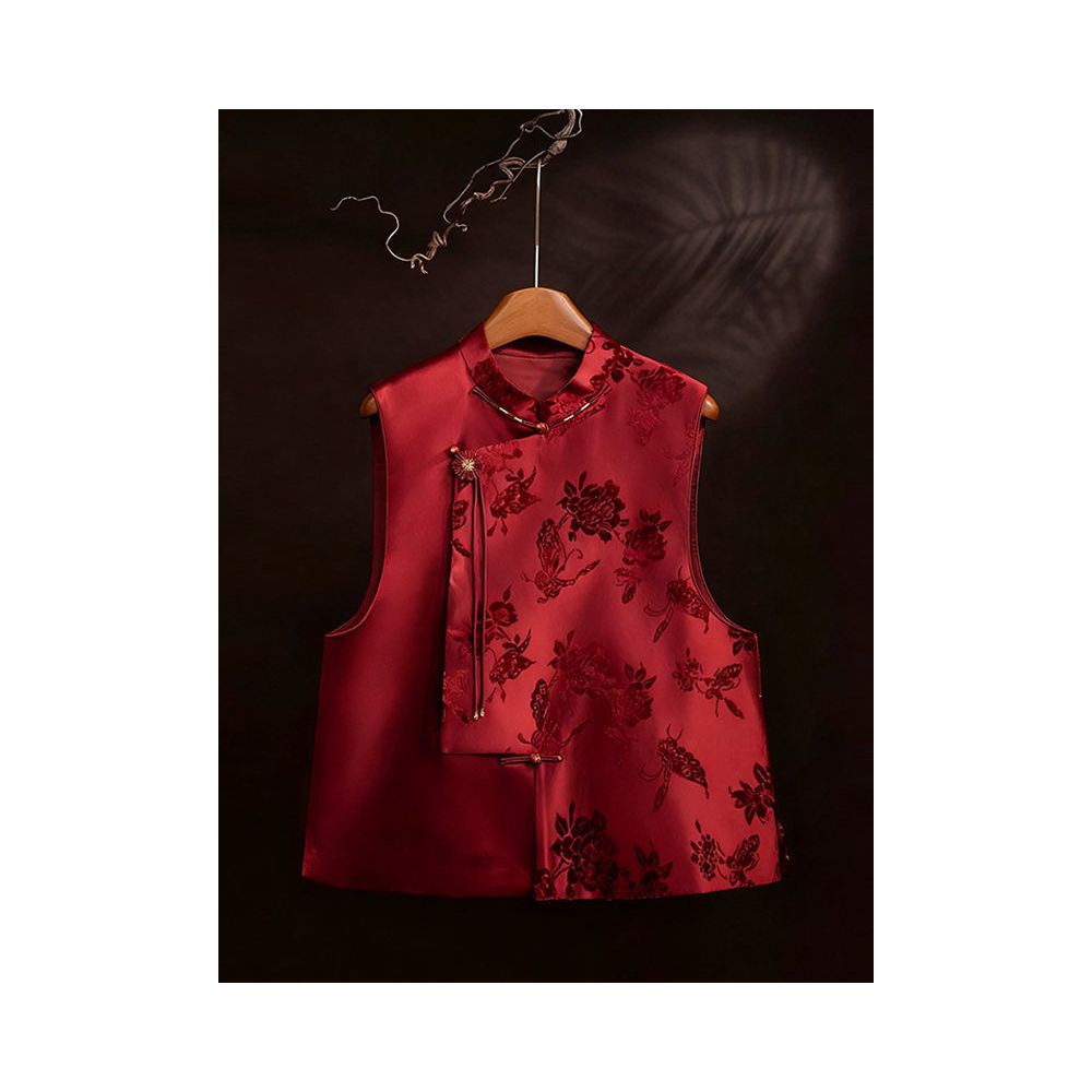 Silk Zhangrong satin Tang style retro red New Year s clothing vest for women 2025 new Tang style vest Chinese style vest image 0