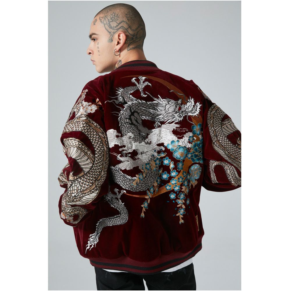 2025 Embroidered the Year of the Loong Fashion Brand Chinese style Baseball Jacket Jacket Spring Autumn and Winter Unisex Personality Heavy Industry Yokosuka Congratulations image 0