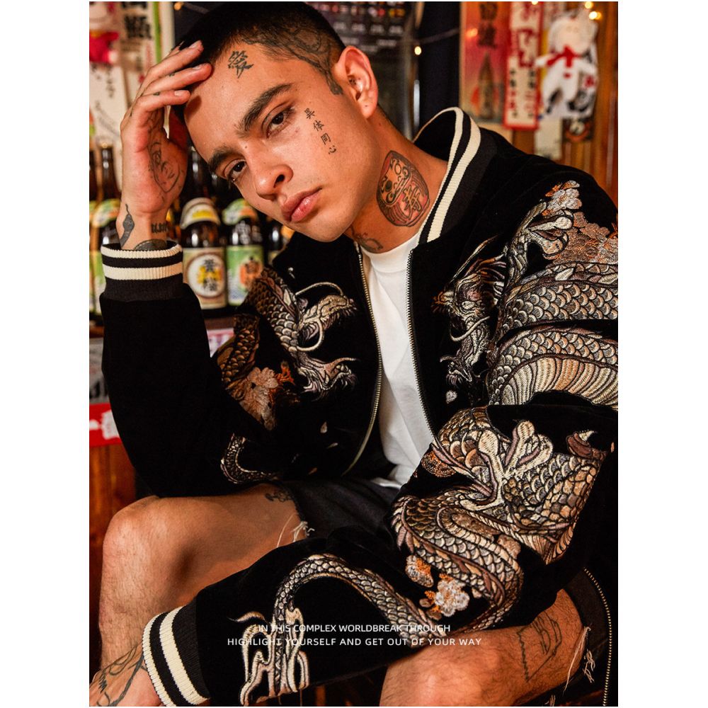 2025 Embroidered the Year of the Loong Fashion Brand Chinese style Baseball Jacket Jacket Spring Autumn and Winter Unisex Personality Heavy Industry Yokosuka Congratulations image 4