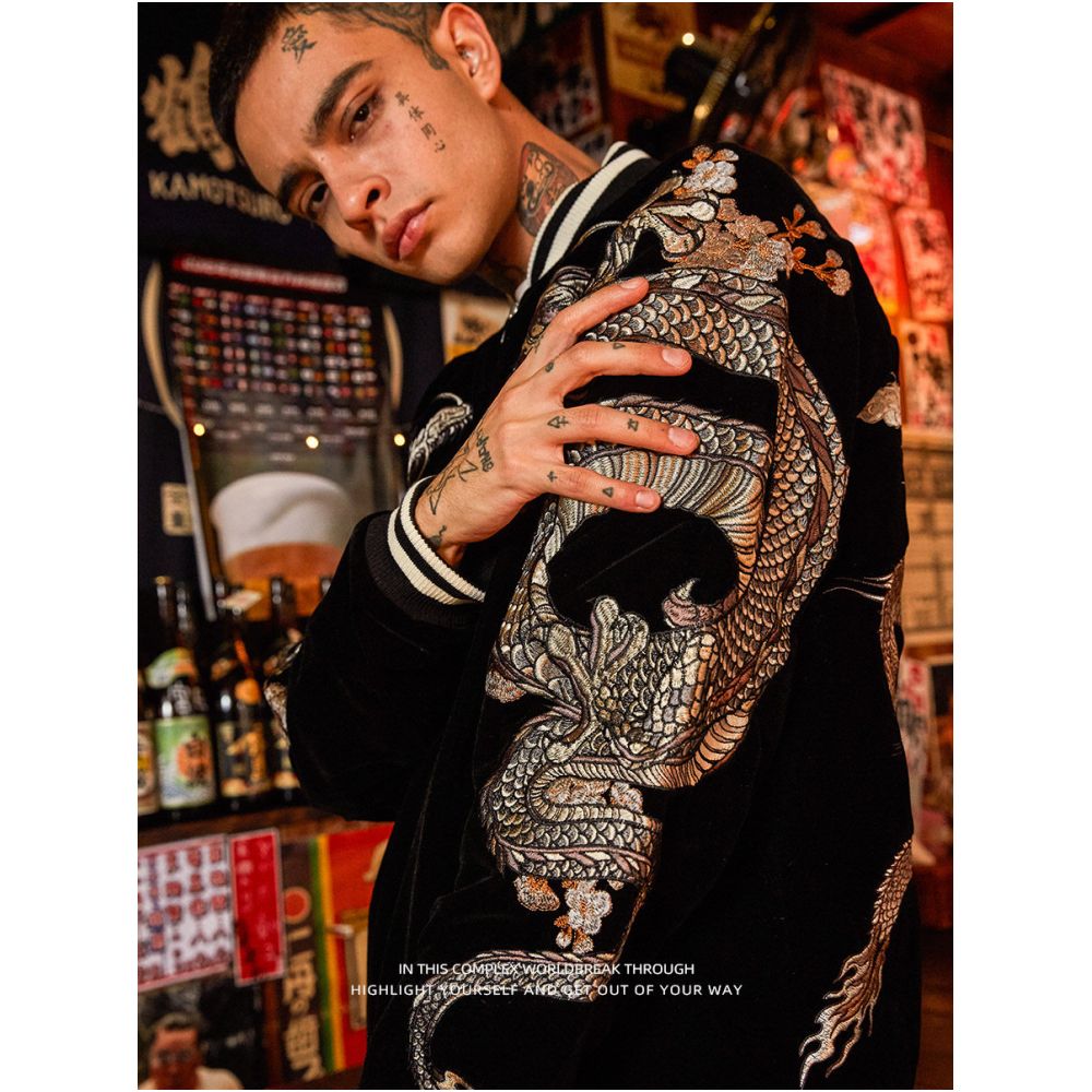 2025 Embroidered the Year of the Loong Fashion Brand Chinese style Baseball Jacket Jacket Spring Autumn and Winter Unisex Personality Heavy Industry Yokosuka Congratulations image 2