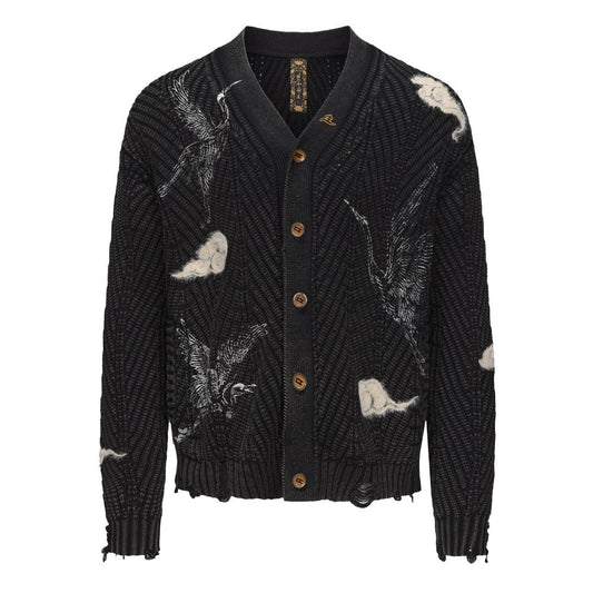 ASAYAHOMME1554 – Shadow Crane Knit Cardigan 🖤🪶