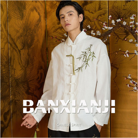 ASAYAHOMME1557 – Golden Bamboo Tang Shirt 🖤🌿