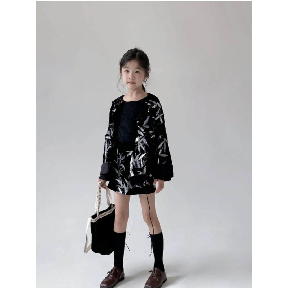 Girl s Golden Branch Desire niche designer style high end parent child Chinese style new Chinese embroidery jacket half skirt image 0