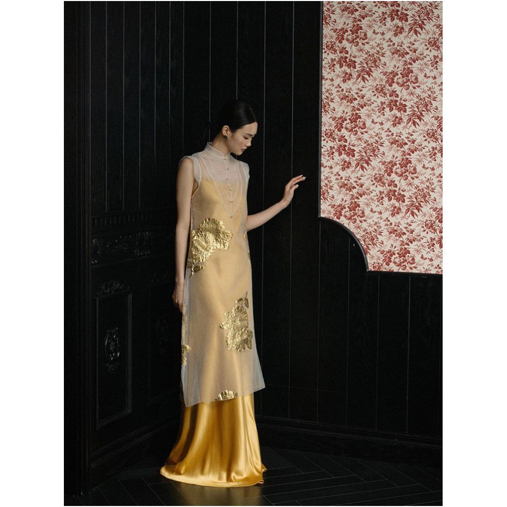New Chinese style Chinese style morning gown with high end feel light luxury niche sleeveless design improved wedding cheongsam toast dress engagement dress for women image 0