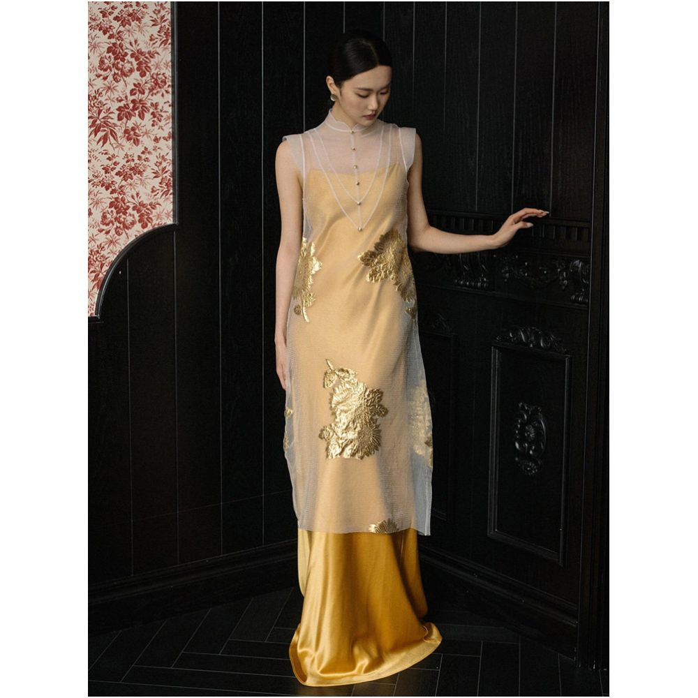 New Chinese style Chinese style morning gown with high end feel light luxury niche sleeveless design improved wedding cheongsam toast dress engagement dress for women image 2