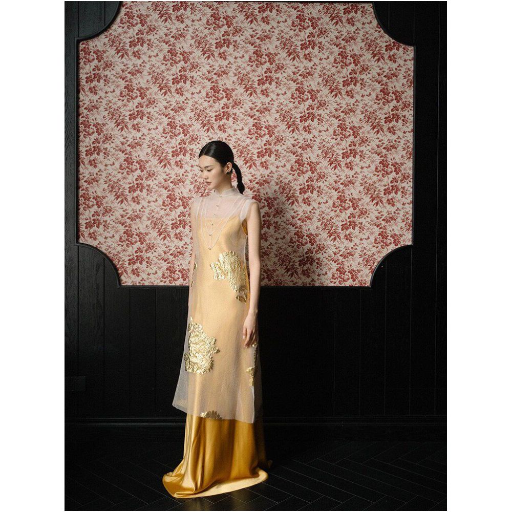 ASAYA5575 – Golden Whisper Layered Dress ✨🌙