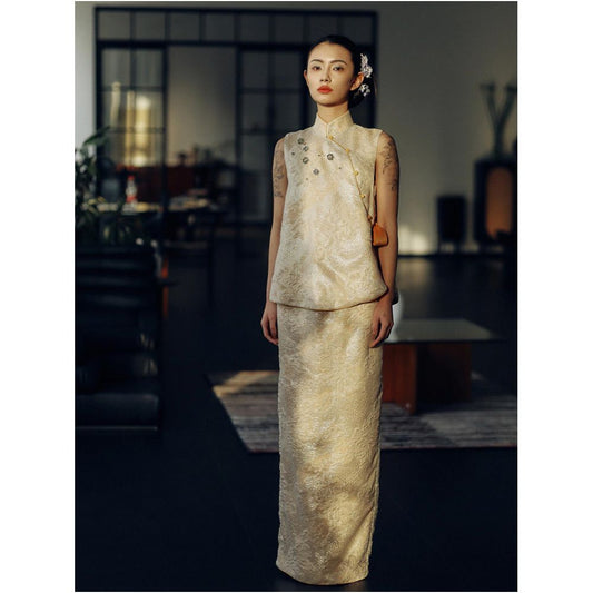 ASAYA5576 – Golden Heritage Cheongsam Set ✨🌾