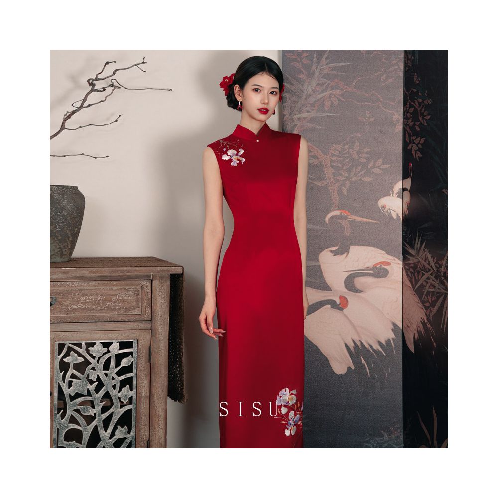 ASAYA5578 – Crimson Orchid Qipao Dress 🌺❤️
