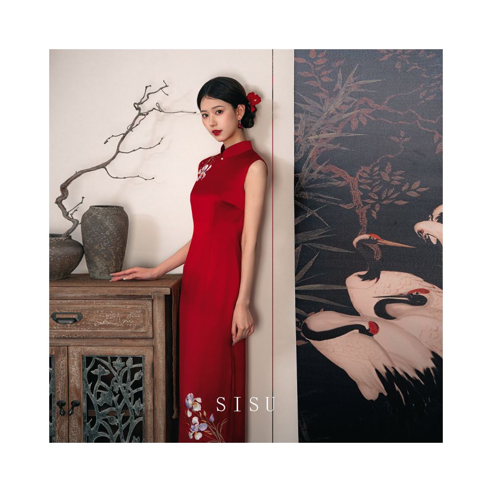 ASAYA5578 – Crimson Orchid Qipao Dress 🌺❤️