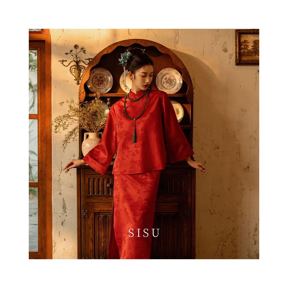 ASAYA5581 – Crimson Heritage Qipao Set ❤️✨
