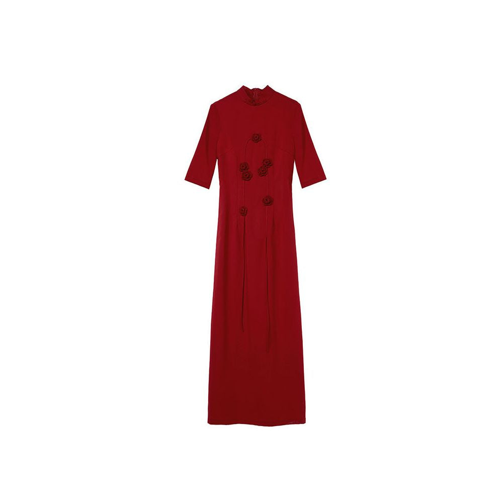 ASAYA5589 – Crimson Bloom Qipao Dress 🌹❤️