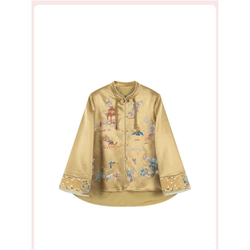 NUTO in stock new Chinese style embroidered vinegar jacket with bow design pants skirt light luxury two piece set for women image 3