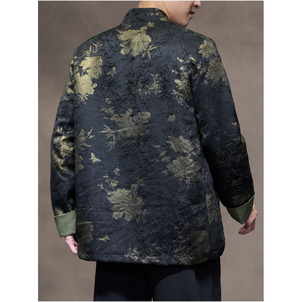 New Chinese style autumn and winter retro loose Tang suit jacket with Chinese style printing buttoned Zhongshan suit ethnic style jacket image 2