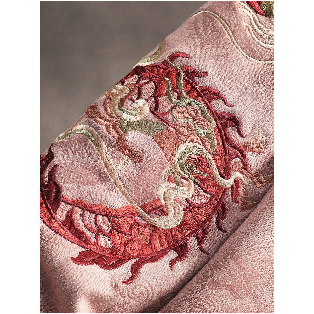 New Chinese style autumn and winter suede embroidered dragon pattern Tang style men s jacket with Chinese style buckle round neck Zhongshan suit jacket image 3