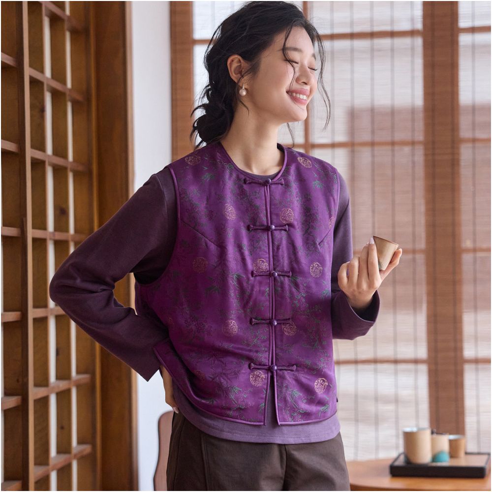 ASAYA5597 – Heritage Purple Silk Vest 🌿💜